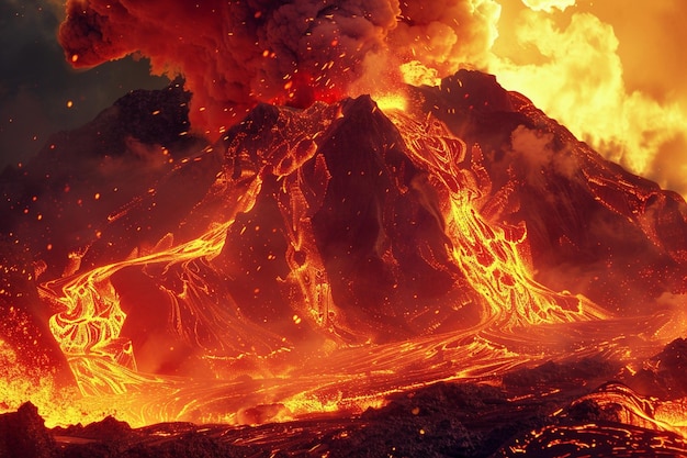 Feel the heat and hear the roar of a volcanic erup generative ai