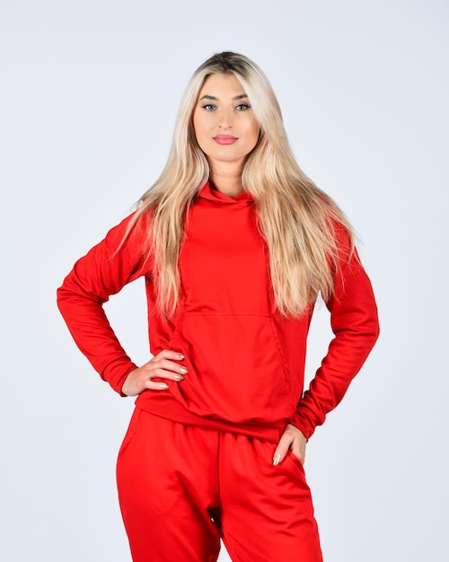 Feel so sporty gym fashion trendy sportswear sport style
fitness woman wear sportswear girl in training clothes fashionable
sportswear girl in sweatpants and hoodie comfy style for daily
life