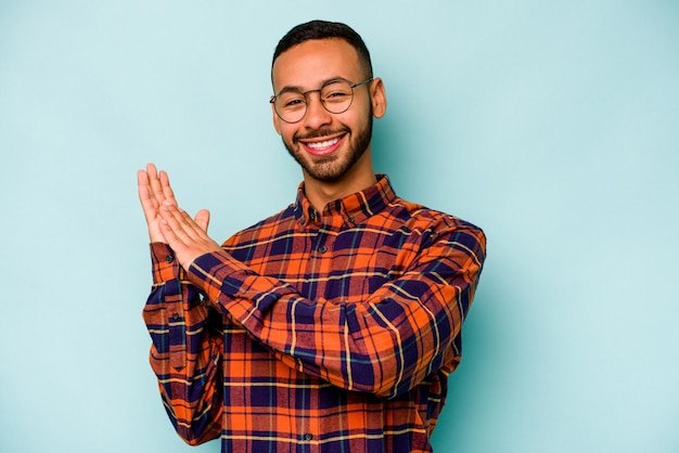 Feeling energetic and comfortable rubbing hands confident