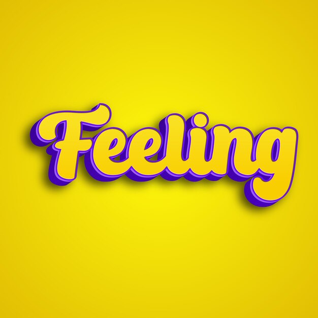 Feeling typography 3d design yellow pink white background photo jpg