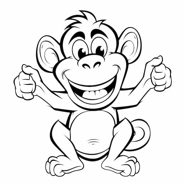 Photo feelings coloring page for kids 35monkeylaughedcartoon stylewhite background