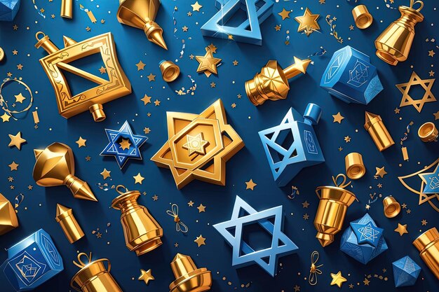 Feest van de lichten Chanoeka Ster Menorah en Vreugdevolle achtergrond