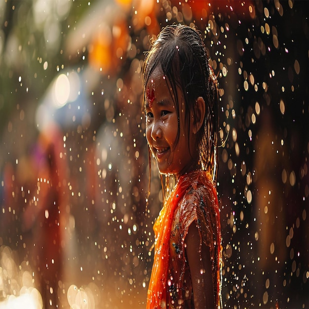 Feest van Songkran in de regen