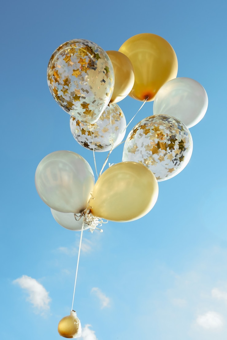 Foto feestballonnen wit geel blauw lucht kleur evenementen