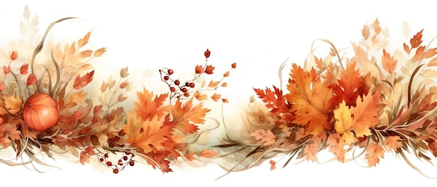 Feestelijk herfst- en Happy Thanksgiving-decor van pompoenen, bessen en bladeren Ai Generated