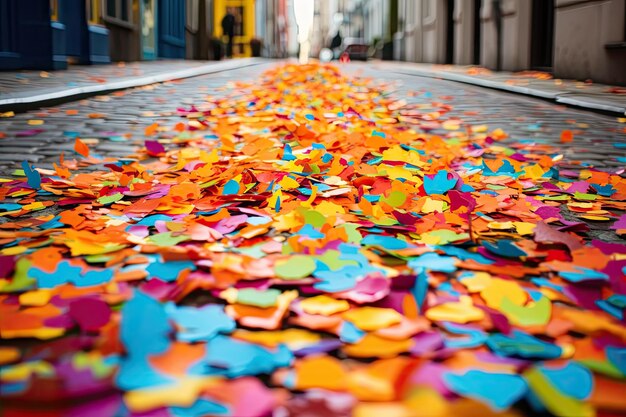 Foto feestelijk straatbeeld kleurrijke confetti delight