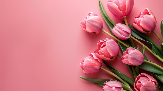 Feestelijke achtergrond met roze ballonnen tussen witte en perzikbloemen