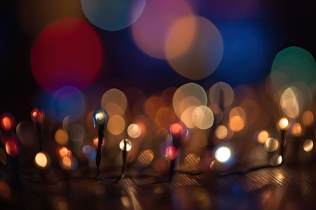 Feestelijke achtergrond slinger bokeh Kleurrijke lichtslingers op een donkere achtergrond Generatieve AI