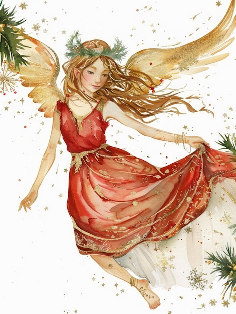 Foto feestelijke aquarel fairy angel illustratie generatieve ai