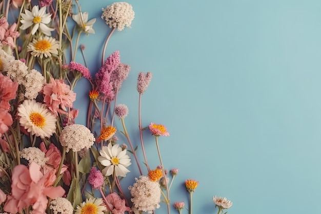 Feestelijke bloemensamenstelling Bloemen op felgekleurde achtergrond Generatieve AI