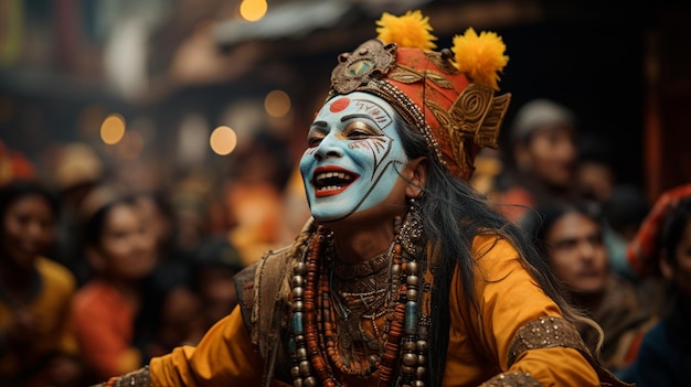 Feestelijke Dussehra-pracht Levendig Kolam-kunstenaarschap