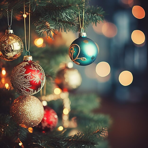 feestelijke filters kerstboom en decoraties met een gefilterde afbeelding