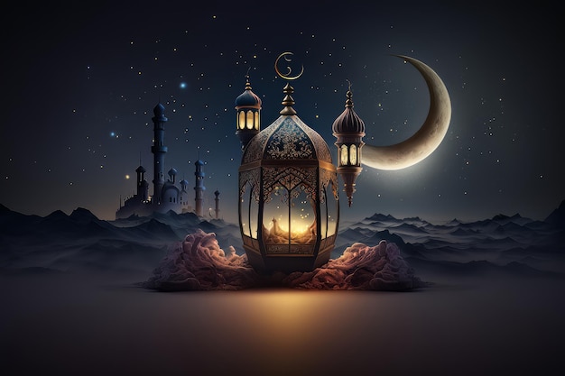 Feestelijke foto ramadan kareem achtergrond illustratie ai generatief