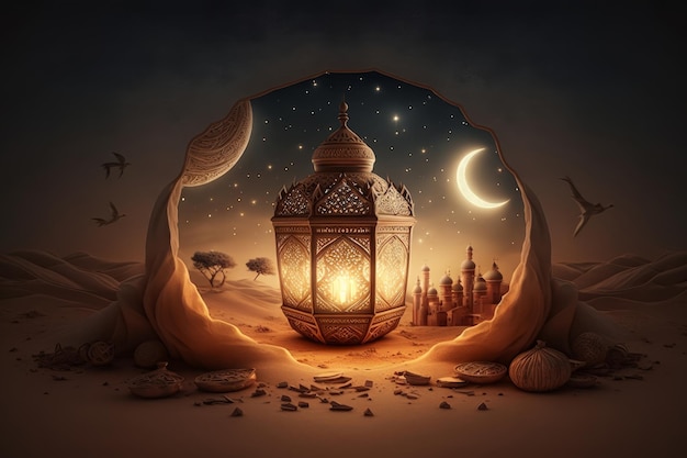 Feestelijke foto ramadan kareem achtergrond Illustratie AI Generatief