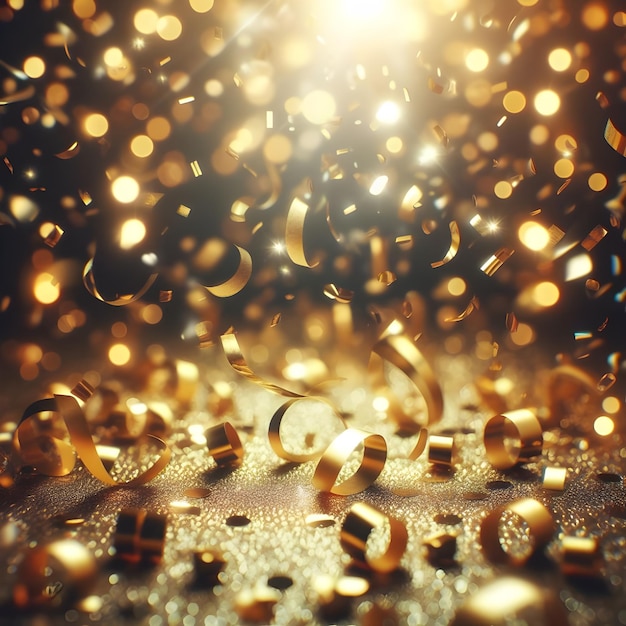 feestelijke gouden confetti vallen in glanzende bokeh luxe achtergrond