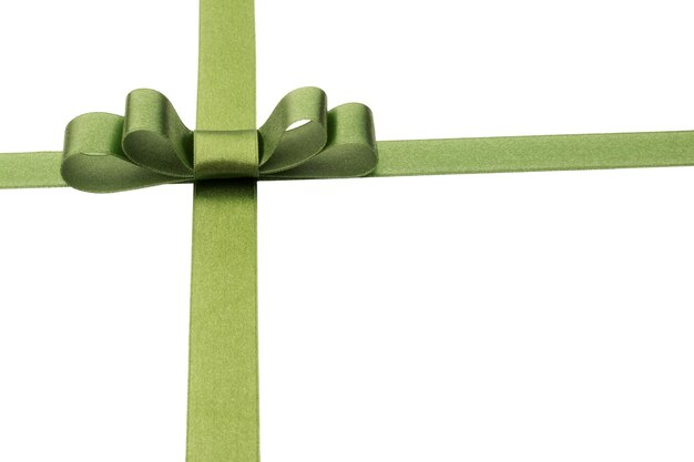 Foto feestelijke groene cadeau lint en boog geïsoleerd op een witte achtergrond