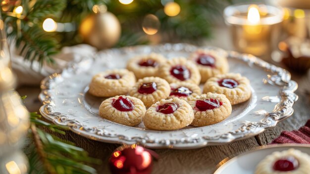 Feestelijke jamkoekjes op bord