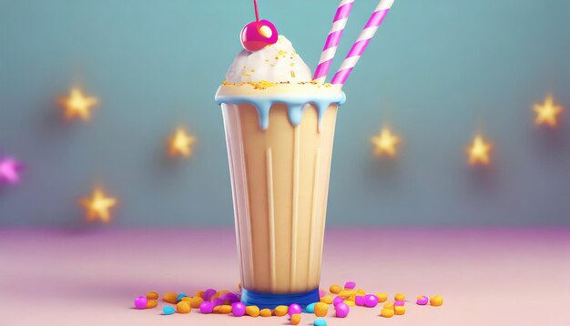 Foto feestelijke milkshake met stro en topping