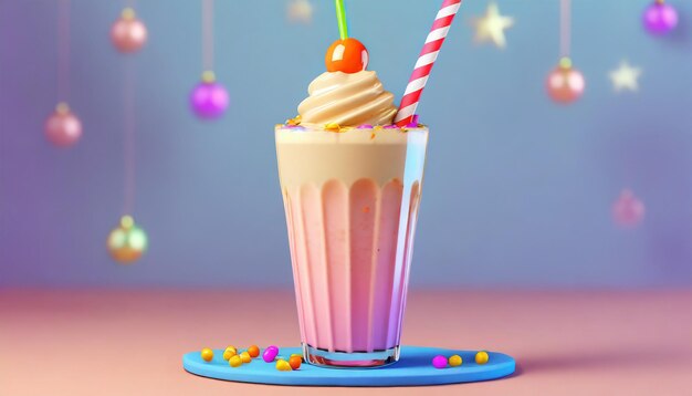 Foto feestelijke milkshake met stro en topping