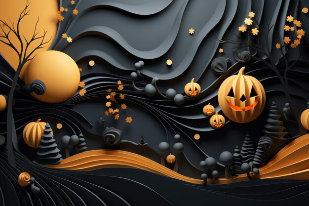 Feestelijke oranje en zwarte banner als achtergrond voor Halloween Generative AI