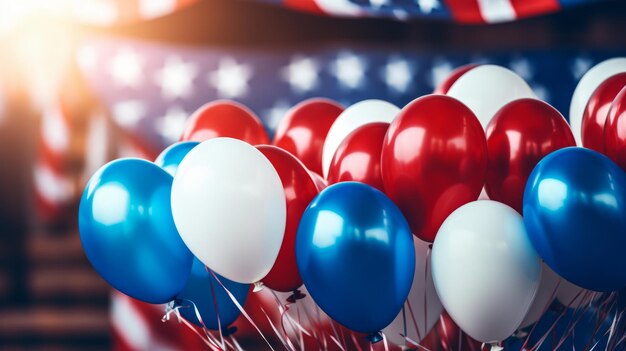 Foto feestelijke realistische ballonnen met de kleuren van de vs patriottische viering