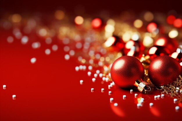 Foto feestelijke rode kerstachtergrond die warmte en feestelijke vreugde oproept