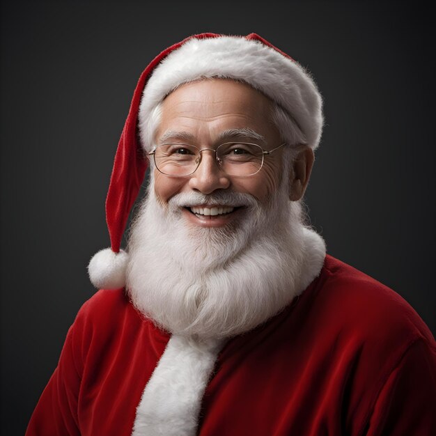 Foto feestelijke vreugde santa christmas portret met bril met zwarte achtergrond