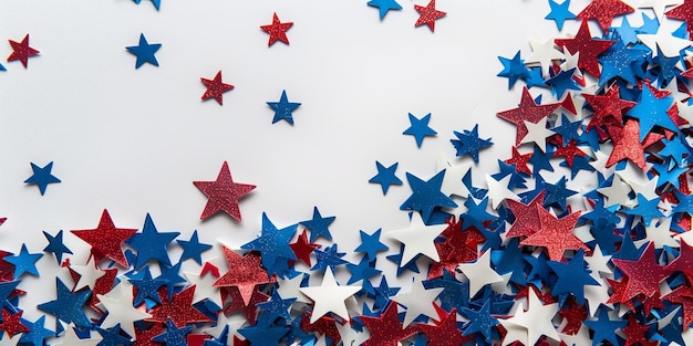 Feestelijke zwevende Amerikaanse vlaggen met sterren op de achtergrond