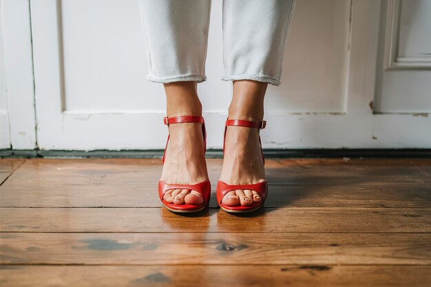 Photo feet heels red woman