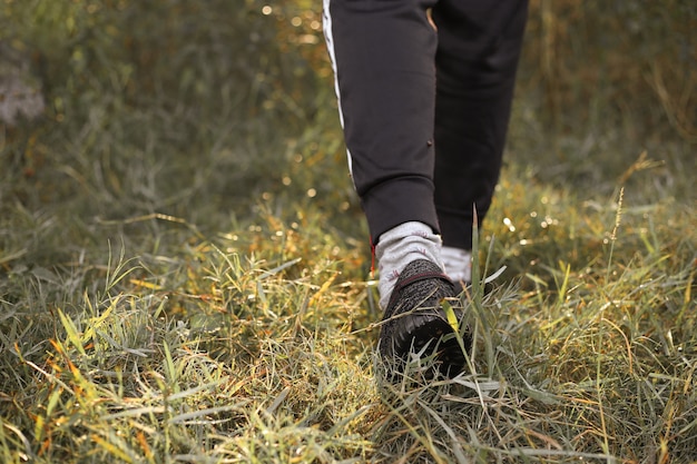 Feet of jogger jogging