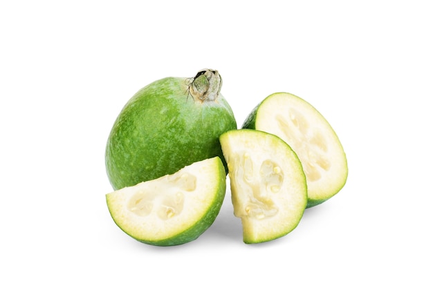 Feijoa cutaway on a white background