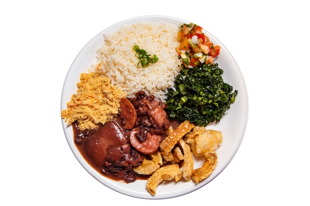 브라질 요리의 전통 Feijoada. 딱딱한 feijoada로 만든 맛있는 요리