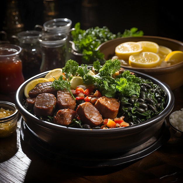 전통 브라질 음식의 풍성함을 음미하는 Feijoada