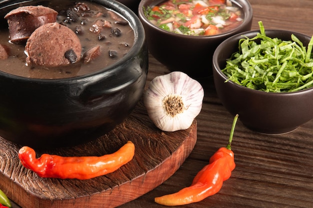 Feijoada typical brazilian food. traditional brazilian food made with black beans.