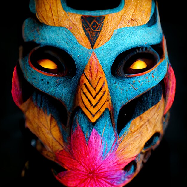 Felgekleurd masker met een bloem op de neus generatieve ai