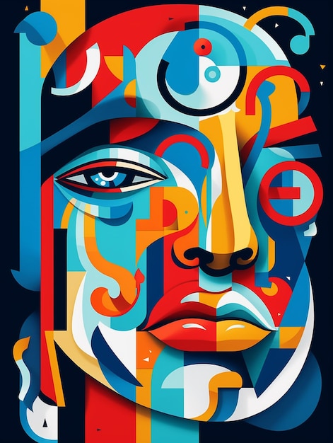Felgekleurd portret van een man met een vreemd gezicht generatieve ai