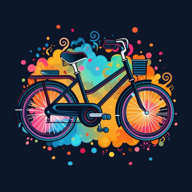 felgekleurde fiets met een mand op het voorwiel generatieve ai