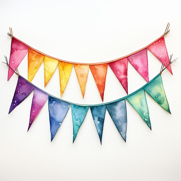 Felgekleurde rij Bunting aquarelstijl