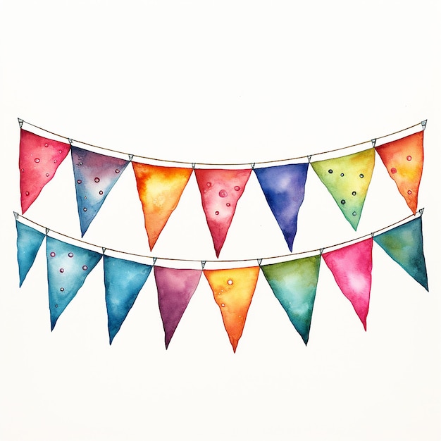 Felgekleurde rij Bunting aquarelstijl