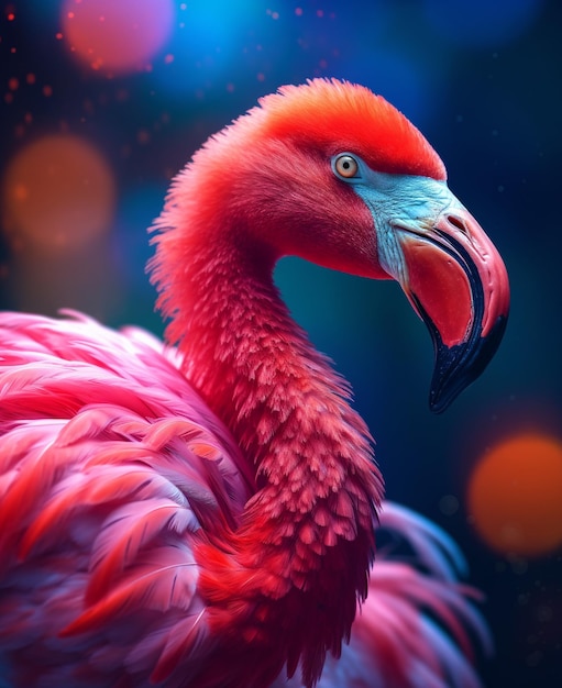 Felgekleurde roze flamingo