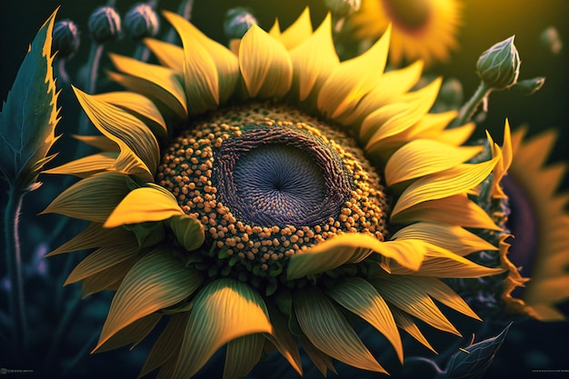 Felgele bloemen die naar de zon reiken in een groen veld