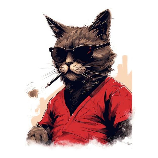 Feline Cool A Cat's Sultry Affair with Smoking