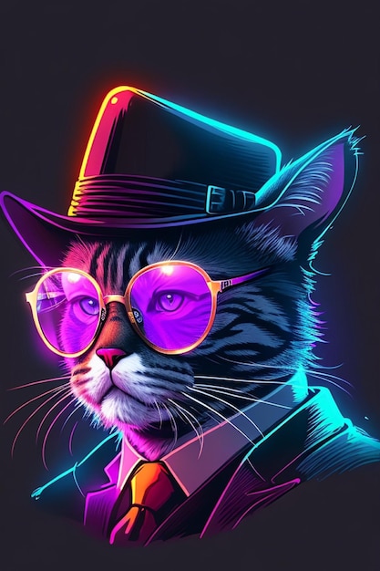 Feline dandy a cat in glasses logo concept