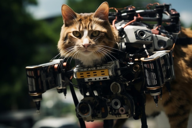 ドキュメンタリー映画のAIのために空中撮影を撮影する猫のドローンオペレーター