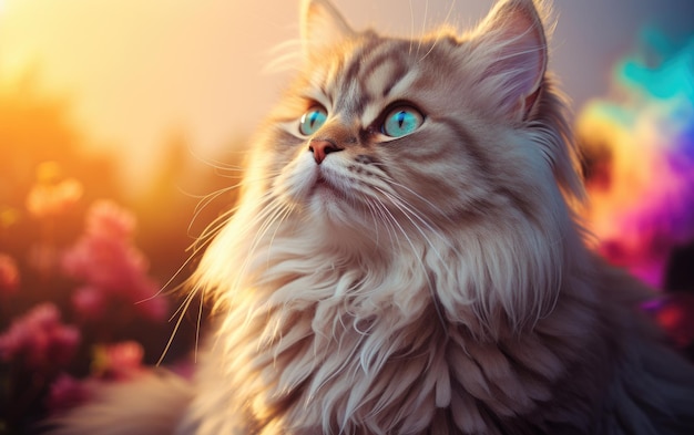 Feline Spectrum: невероятно красочный портрет яркой кошки