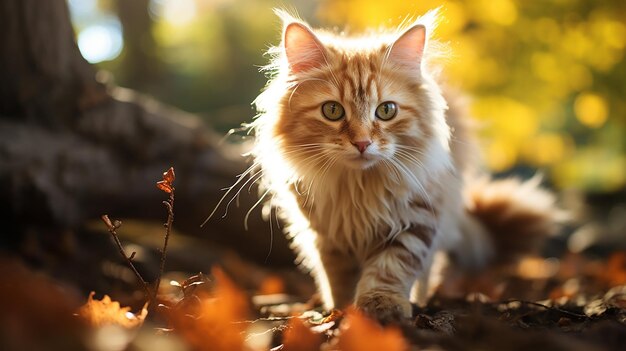 Feline stride cat walking forward in photograph