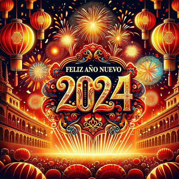 Premium AI Image feliz ano nuevo 2024 bright image