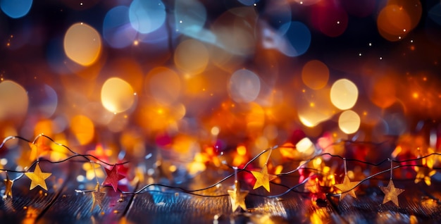 Foto felle kleuren van glanzende en gloeiende strepen van licht op het podium wazige achtergrond