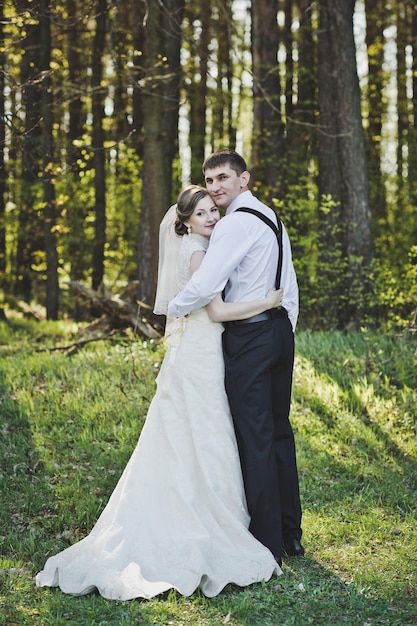 The fellowship of the newlyweds near the forest 4120