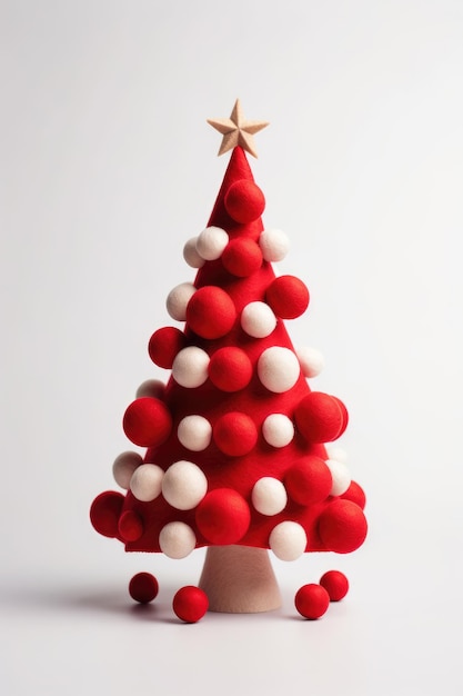 Felt Christmas fir tree on a white background